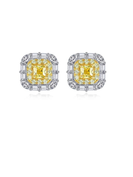 Yellow -18A08 925 Sterling Silver With Platinum Plated Simplistic Geometric Stud Earrings