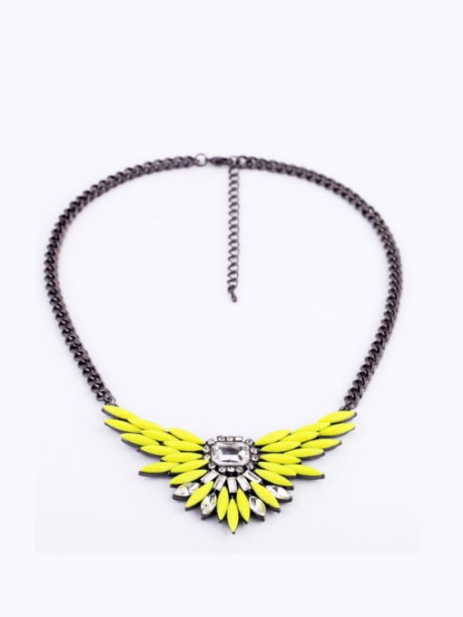 Yellow Wings Shaped Rhinestones Alloy Necklace