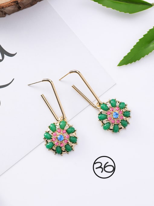 36#A4316 Alloy With White Gold Plated Fashion Flower Chandelier Earrings