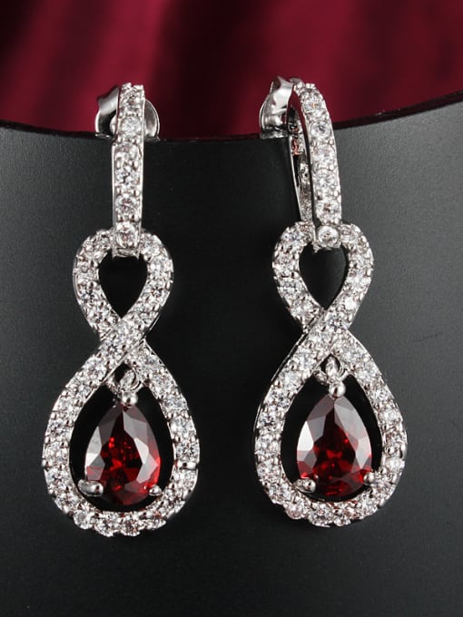 SANTIAGO Shimmering Red Number Eight Shaped Drop Earrings 1