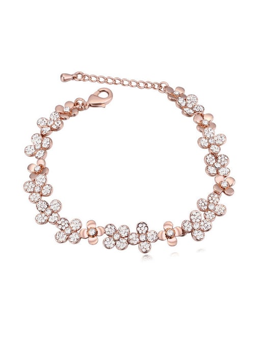 QIANZI Fashion austrian Crystals-covered Flowers Alloy Bracelet