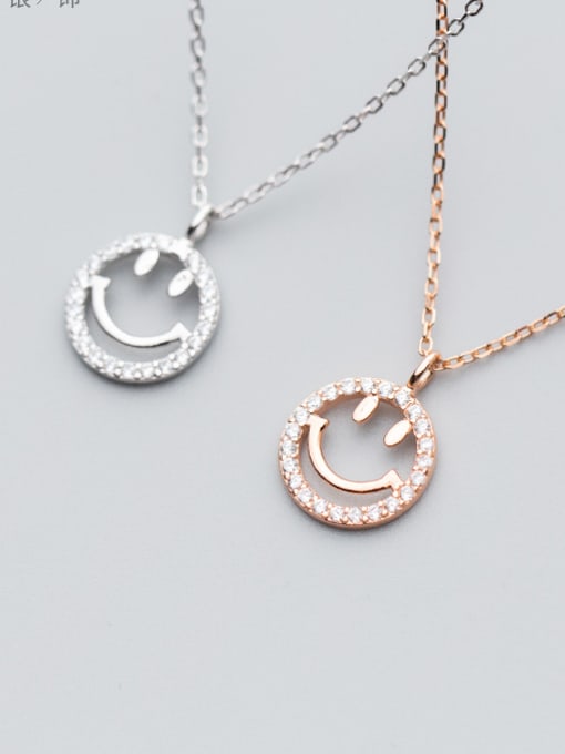 Rosh Diamond round smiley face S925 Silver Necklace 0