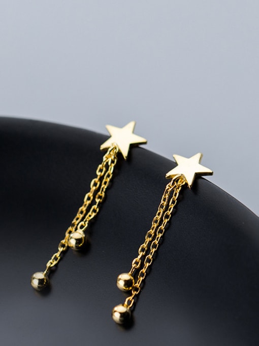 Rosh 925 Sterling Silver With 18k Gold Plated Trendy Star Drop Earrings 2