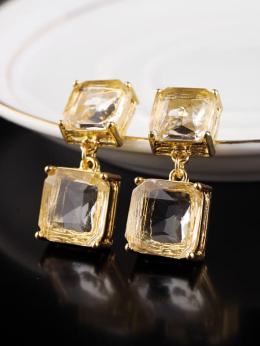 KM Alloy Gold Plated Lucite Crytal drop earring 1