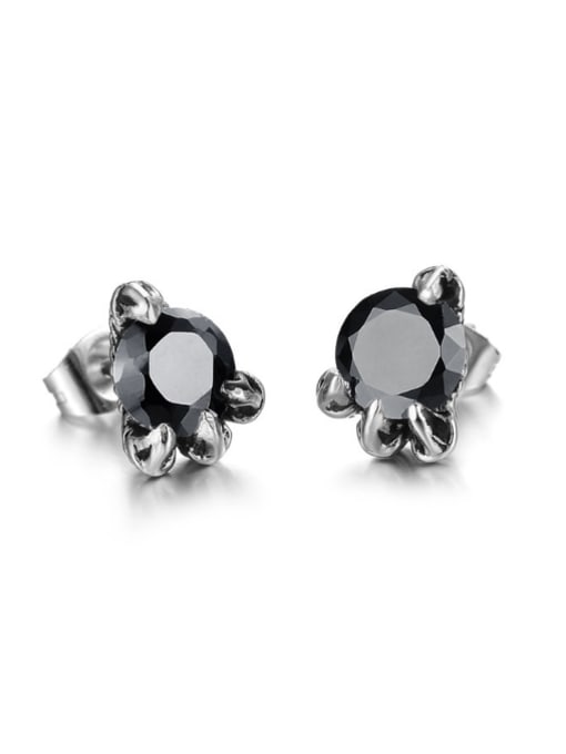 Black Fashion Cubic Zircon Titanium Stud Earrings