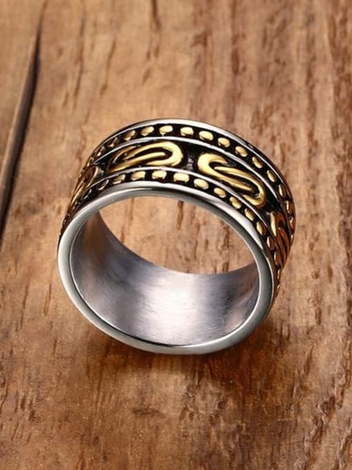 CONG Men Delicate Double Color Design Geometric Titanium Ring 1