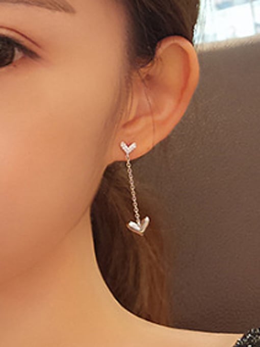 Peng Yuan Fashion Heart-shaped Silver Drop Earrings 1