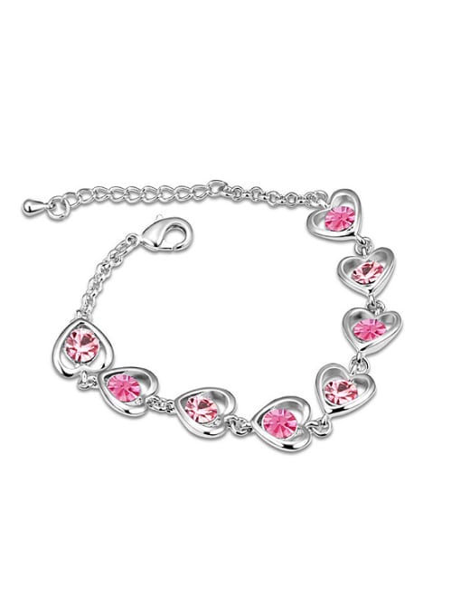 pink Fashion Oval austrian Crystals Heart Alloy Bracelet