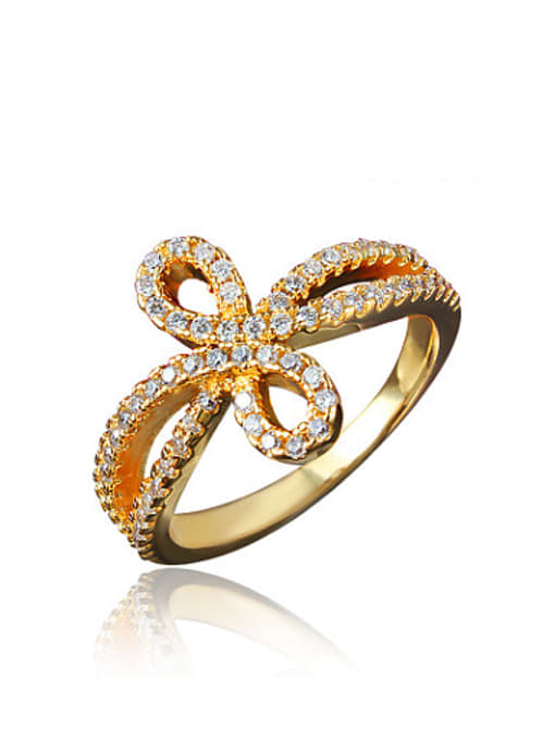 SANTIAGO Creative 18K Gold Pated Number Eight Shaped Zircon Ring 0