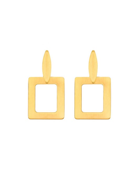 CONG Personality Gold Plated Square Shaped Drop Earrings 0