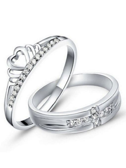 Crown Opening Ring 925 Sterling Silver With Cubic Zirconia Simplistic  loves  Band Rings