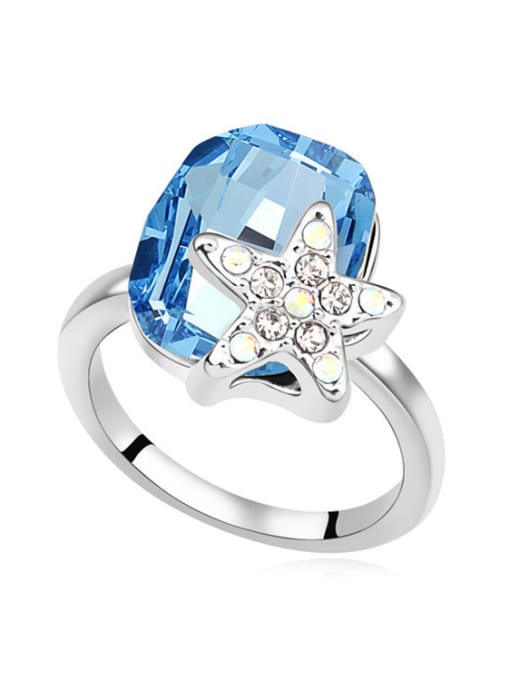 light blue Fashion austrian Crystal Starfish Alloy Ring