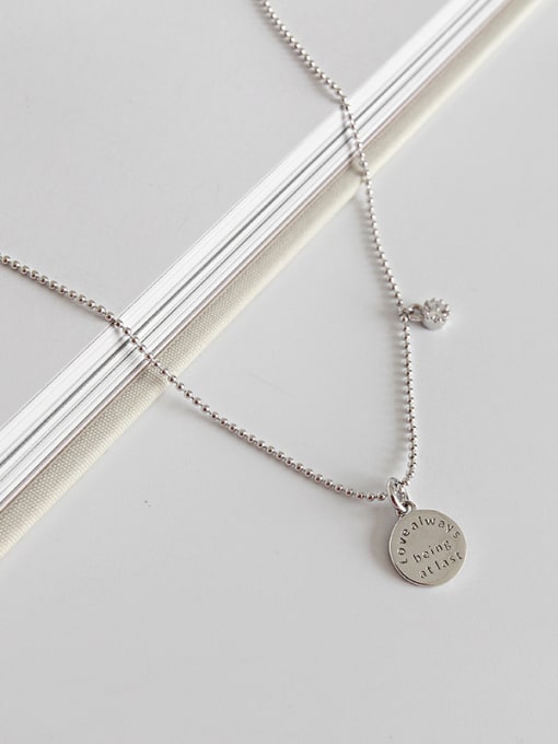 DAKA Pure silver bead chain round brand zircon necklaces 0