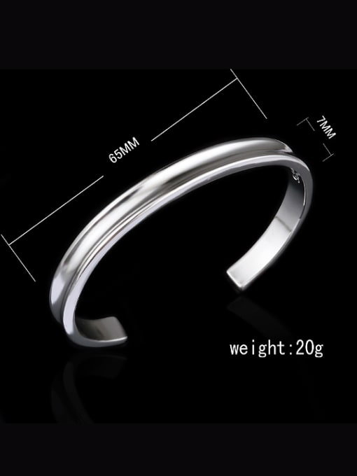 Width 7mm Simple Smooth Copper Silver Plated Opening Bangle