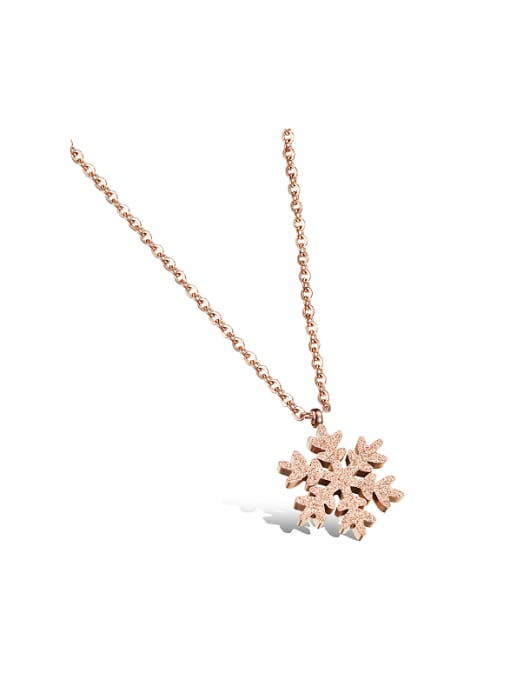 Open Sky Simple Polish Snowflake Titanium Women Necklace