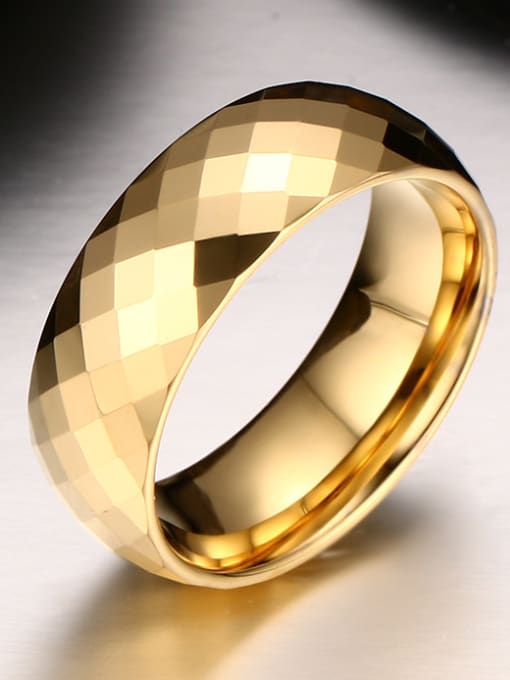 CONG Tungsten With Gold Plated Simplistic Geometric Band Rings 1