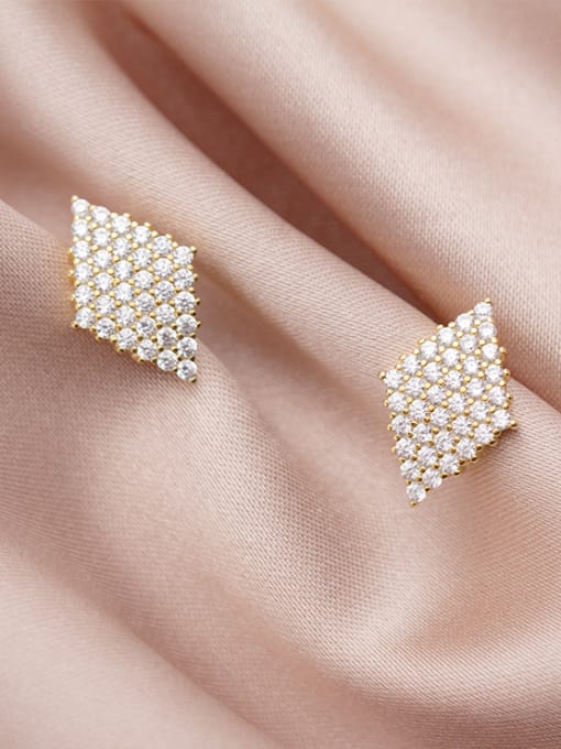 Rosh 925 Sterling Silver With Gold Plated Fashion Geometric Stud Earrings 0