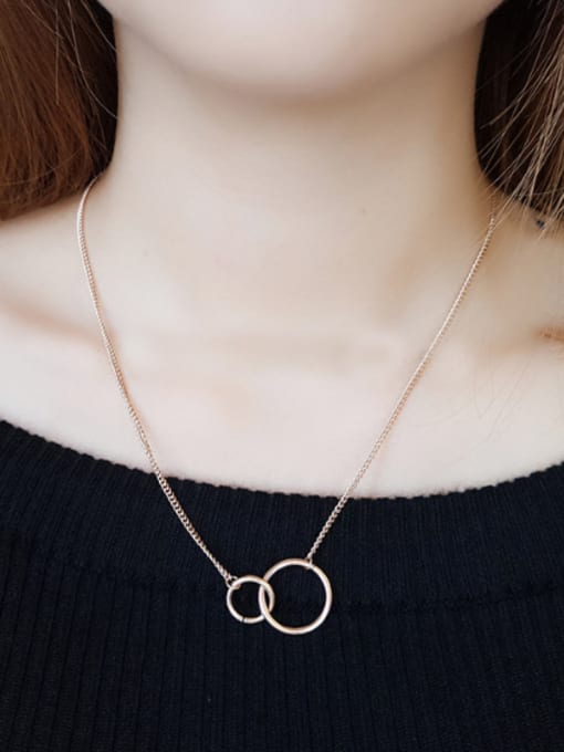 JINDING Fashion Stainless Steel Big Circle Shaped Sweater Necklace 1