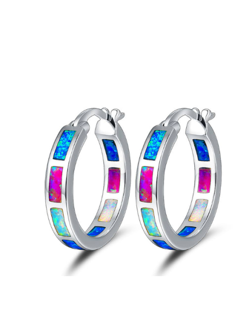 UNIENO Colorful Opal Round Shaped Fashion Women Earrings 0