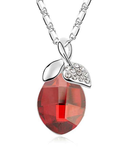 red Simple austrian Crystals Pendant Alloy Necklace