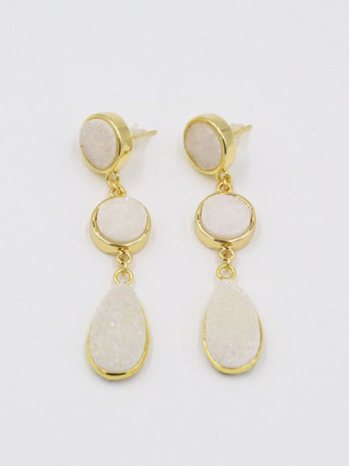 Tess Fashion Round Water Drop shaped Natural White Crystals Earrings 2