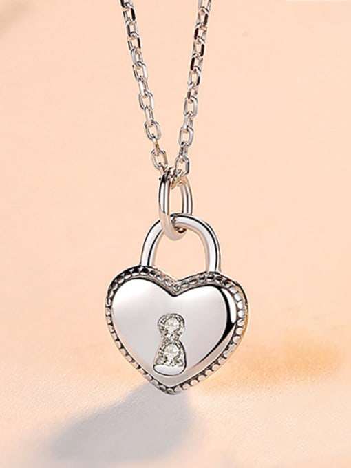 Platinum 925 Sterling Silver With ed Simplistic Heart Necklaces