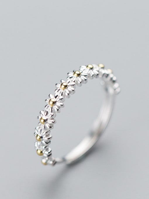 golden Fresh Gold Plated Flower Shaped S925 Silver Ring