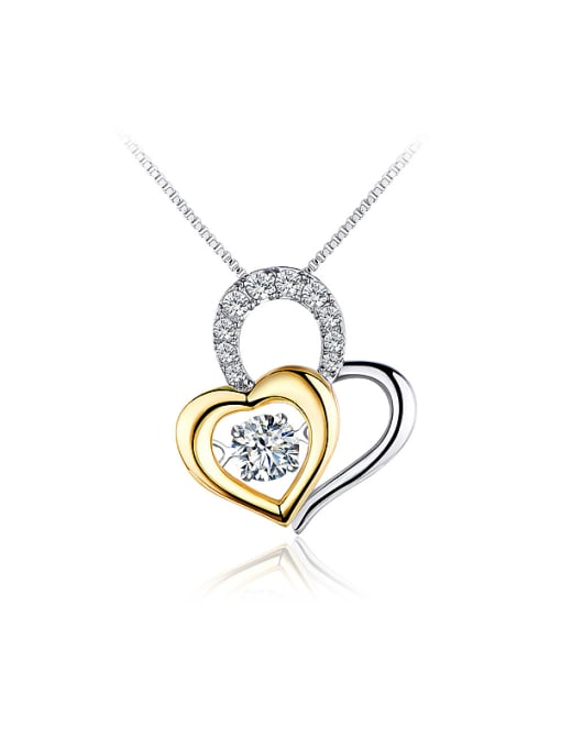 OUXI 925 Sterling Silver Heart-shaped Zircon Necklace 0