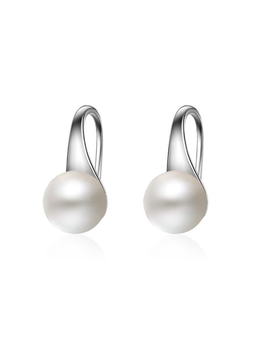 AI Fei Er Fashion White Imitation Pearl Copper Earrings 0