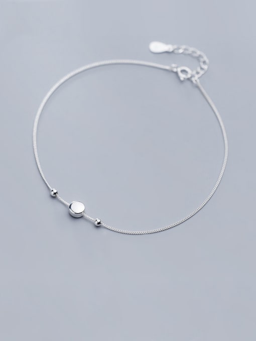 Rosh 925 Sterling Silver With Platinum Plated Simplistic Round Anklets 0