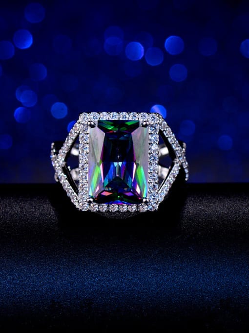 L.WIN Colorful Rectangle Zircon Statement Ring 3