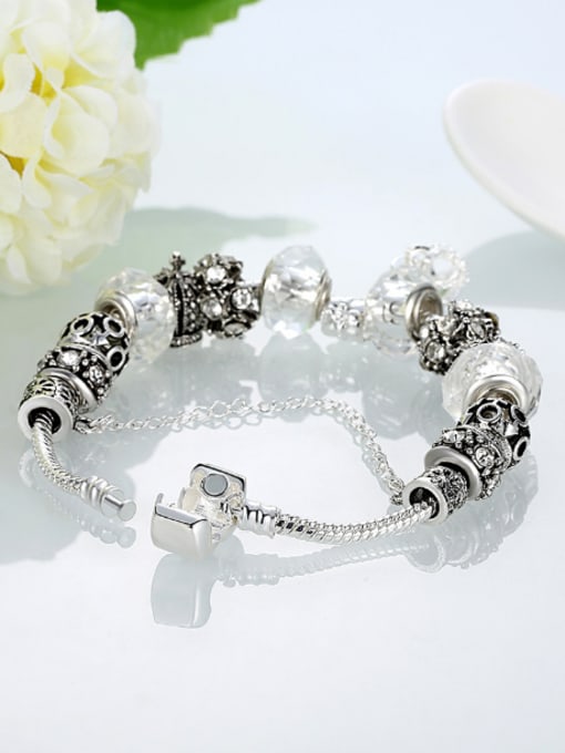 OUXI Retro Decorations Crown Glass Beads Bracelet 2