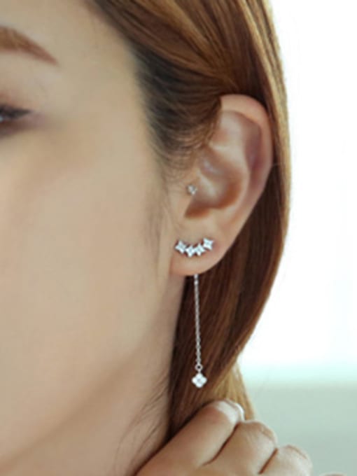 DAKA Fashion Tiny Flowers Cubic Zircon Silver Stud Earrings 1