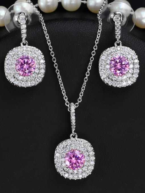 Pink Color Crystal Fashion Jewelry Set