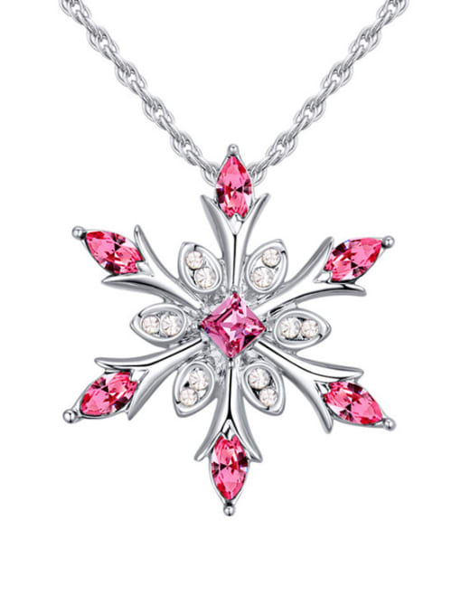 QIANZI Fashion Snowflake Pendant austrian Crystals Alloy Necklace 2