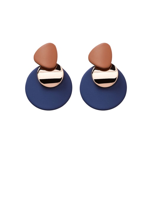B blue Alloy With Rose Gold Plated Simplistic Geometric Drop Earrings