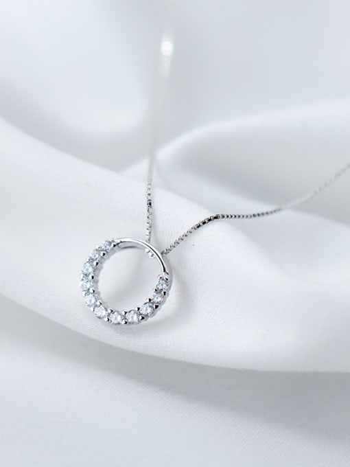 Rosh All-match Round Shaped Rhinestone S925 Silver Necklace 0