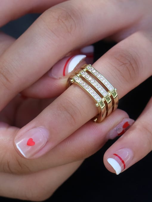 MATCH Copper With Gold Plated Simplistic Geometric Band Rings 1