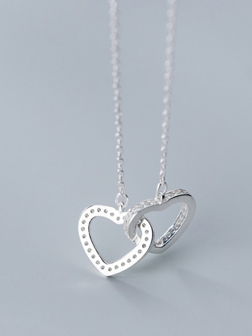 Rosh 925 Sterling Silver With Platinum Plated Simplistic Heart Necklaces 1