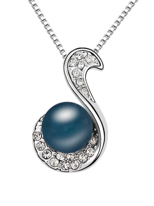 royal blue Fashion Imitation Pearl Shiny Tiny Crystals Alloy Necklace