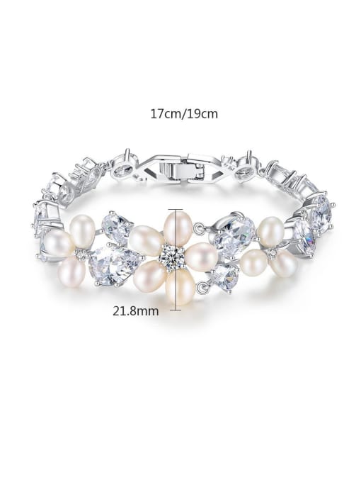 BLING SU Copper With White Gold Plated Delicate Flower Bracelets 3