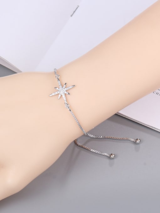 Mo Hai Copper With Cubic Zirconia Simplistic  Eight-Pointed Star Adjustable  Bracelets 2