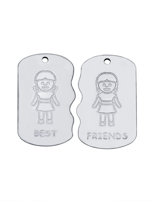 XVC229-2 Stainless Steel With Lady Irregular With best friends words Charms