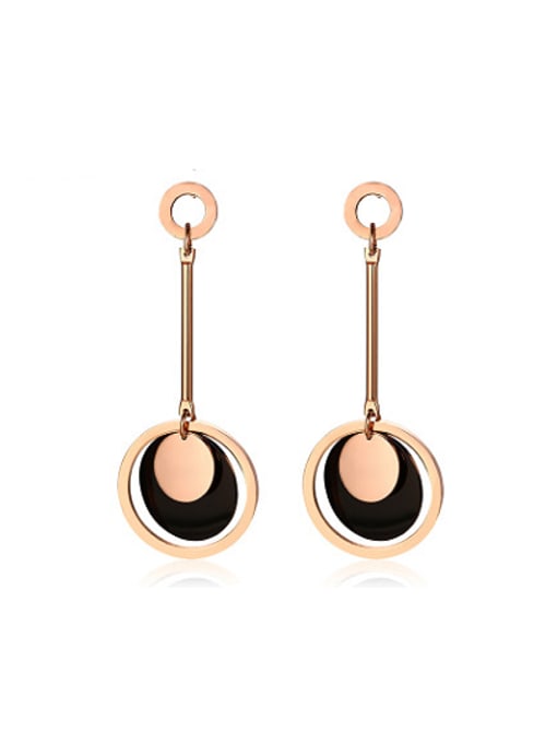 CONG Temperament Rose Gold Plated Round Shaped Drop Earrings 0