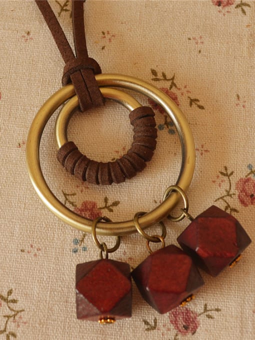 Dandelion Women Wooden Circles Shaped Necklace 2