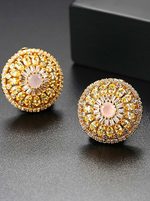Champagne AAA zircon round colored Fashion Earrings