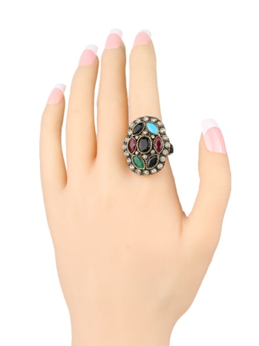 Gujin Retro style Noble Resin stones Cubic Crystals Alloy Ring 1