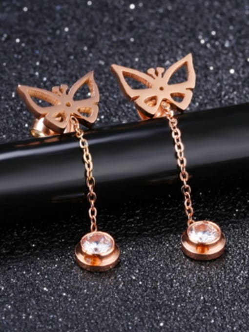 Open Sky Fashion Hollow Butterfly Cubic Rhinestone Stud Earrings 1