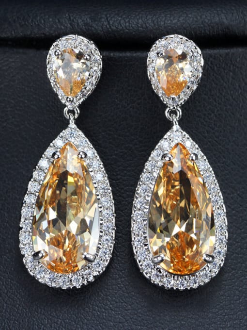 Champagne Shining Evening Party Drop Cluster earring