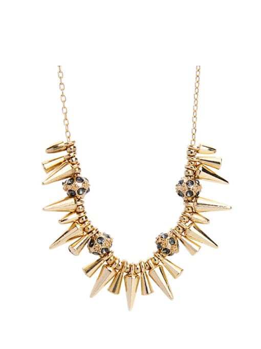Gold Fashion Rivets-Shaped Zircon Western Style Alloy Necklace